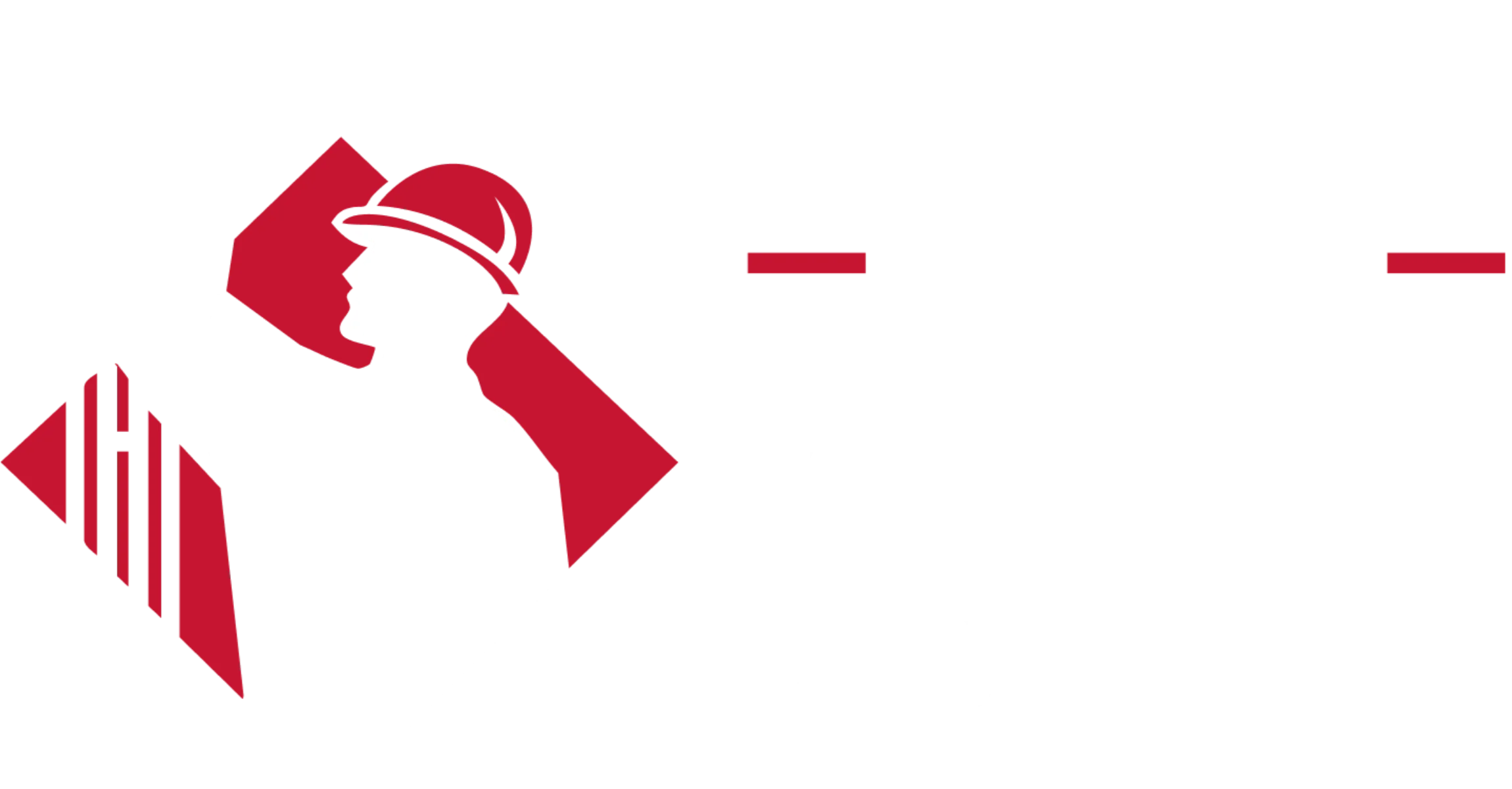Logo firmy remontowo-budowlanej z grafiką robotnika w kasku unoszącego kielnię